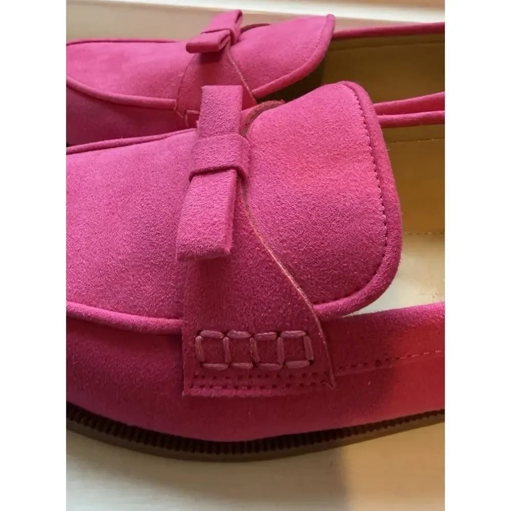 J.Crew Sweet Fuchsia Sueded Bow Loafers - Size 9 - Style CF737